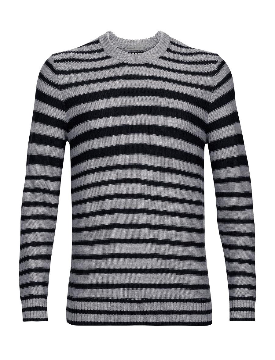 Midnight Navy / Gritstone Heather Men's Icebreaker Merino Waypoint Crewe Sweaters | USA 1222HAPK